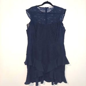 Cooper St lace and ruffle dress navy size 16